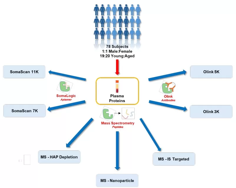 Study Overview for plasma samples analyzed using seven proteomic platforms